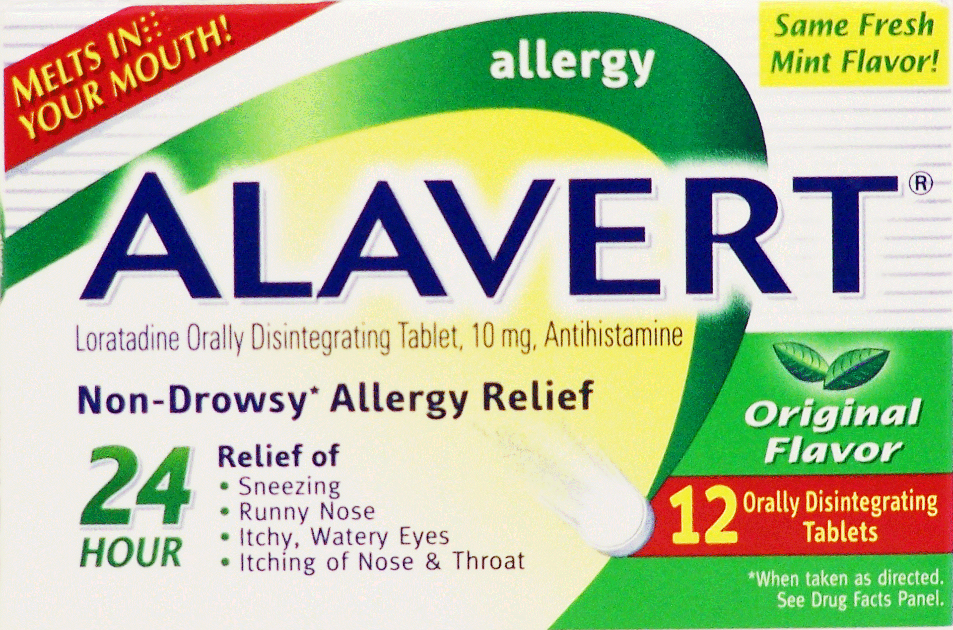 Alavert&nbsp;Allergy&nbsp;loratadine orally disintegrating tablet, 10mg, antihistamine 24-hour Full-Size Picture